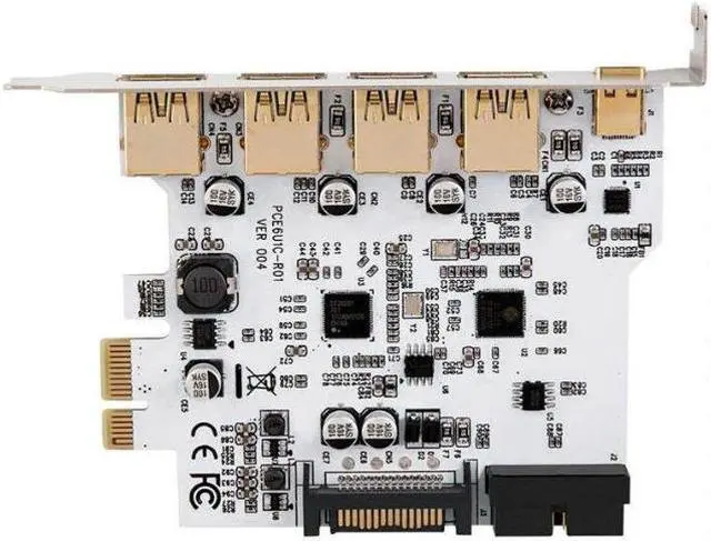Alt view image 3 of 5 - Weastlinks PCI-E To 4-port USB3.0 Type-C Adapter Expansion Card Connector 19Pin Dual Chip for Windows XP Vista Windows 7/8/10 Linux