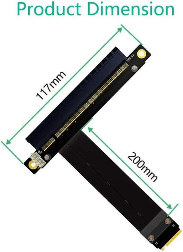 Alt view image 4 of 5 - Weastlinks Graphics Extension Cable NVME M.2 to x16 PCIE Riser M2 to PCI Express Adapter Cable 20cm Full Speed For Bitcoin Miner Mining BTC
