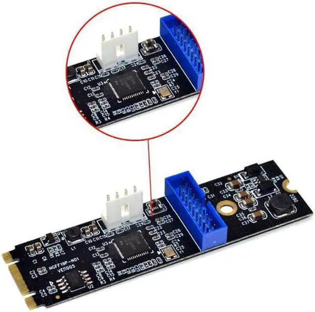 Alt view image 4 of 6 - Weastlinks M.2 NGFF NVME to USB 3.0 19Pin Header Convert Card NGFF to 2 Port USB3.0 Expansion Card Transfer Adapter IDE 4PIN Power Supply