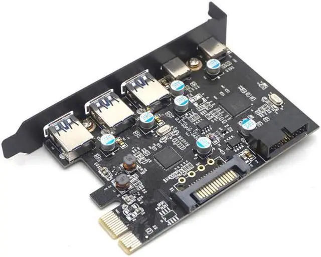 Alt view image 2 of 6 - Weastlinks PCI-Express to 3 Ports USB3.0 2 Ports USB3.1 Type-C Card Internal USB 3.0 20PIN 7 Ports USB HUB PCIE to Type-c Converter Card
