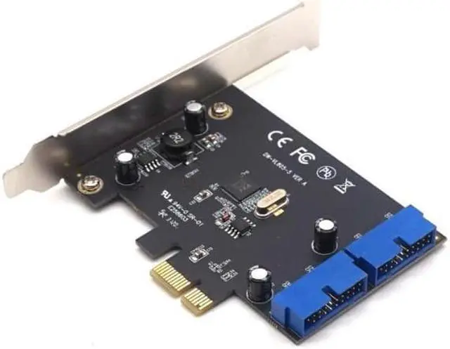 Alt view image 2 of 7 - Weastlinks PCI Express to Dual 20 Pin USB 3.0 Controller Card Super Speed PCI-E X1 to 2 Ports USB 3.0 19 Pin Header With Low Profile Bracket