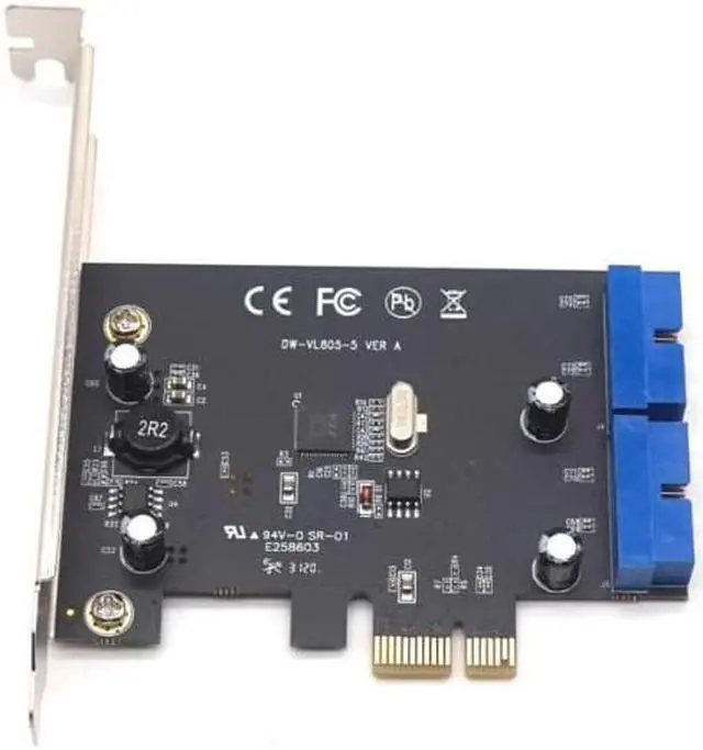 Alt view image 3 of 7 - Weastlinks PCI Express to Dual 20 Pin USB 3.0 Controller Card Super Speed PCI-E X1 to 2 Ports USB 3.0 19 Pin Header With Low Profile Bracket