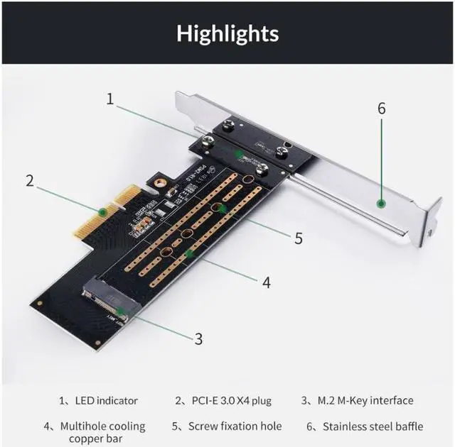 Alt view image 7 of 7 - Weastlinks PCI-E PCI Express 3.0 Gen3 X4 to M.2 M KEY SSD M2 Key Interface Card For PCI Express 3.0 x4 2230 2242 2260 2280 Size