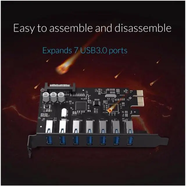Alt view image 2 of 7 - Weastlinks 7 Port USB3.0 PCI-E Express Card Sata to 15 Pin High Speed Extender Adapter Card Power Connector