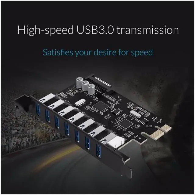 Alt view image 3 of 7 - Weastlinks 7 Port USB3.0 PCI-E Express Card Sata to 15 Pin High Speed Extender Adapter Card Power Connector