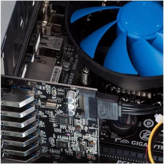 Alt view image 7 of 7 - Weastlinks 7 Port USB3.0 PCI-E Express Card Sata to 15 Pin High Speed Extender Adapter Card Power Connector