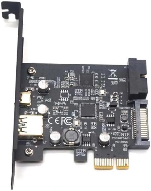 Alt view image 2 of 7 - Anicorn   Weastlinks PCI-Express PCI-e To USB 3.1 Type-C Riser Post Card PCIe to USB-C USB3.0+19PIN Front USB Miner Expansion Adapter Card