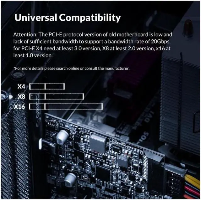 Alt view image 3 of 7 - Weastlinks Type-C USB-C PCI-Express to USB 3.2 20Gbps PCI-E Express Expansion Card Adapter with ASM3242 Chipset for Windows 8/10/Linux