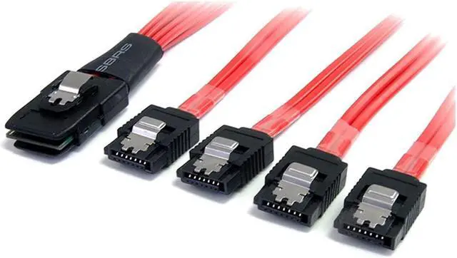 Main image of SAS8087S450 50cm Serial Attached SCSI SAS Cable - SFF-8087 Plug to 4x Latching SATA (female) - Mini SAS to SATA Cable