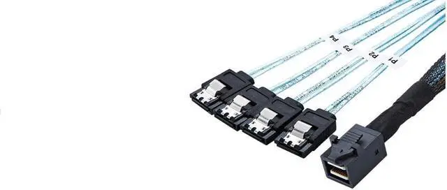 Main image of SFF86434SATA50CM Internal 12G HD Mini SAS SFF-8643 to 4 x SATA Cable Hard Drive Cable,HD Mini SAS Host/Controller to 4 SATA Target/Backplane-1.64ft