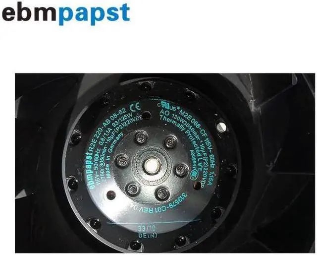 Alt view image 2 of 4 - Germany ebmpapst R2E220-AB08-62 225mm brand new original back tilt 115V 93W Centrifuge fan