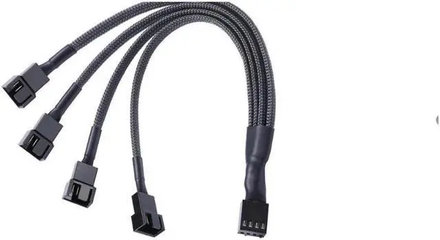 Alt view image 2 of 6 - PWM Fan Splitter Cable Hub 1 to 4 Power Adpater,Motherboard PMW 4-pin Fan Sleeved Braided Y Splitter Internal Power Extension Cable for Computer CPU/Case Fan 1x4 Converter - 10 inches