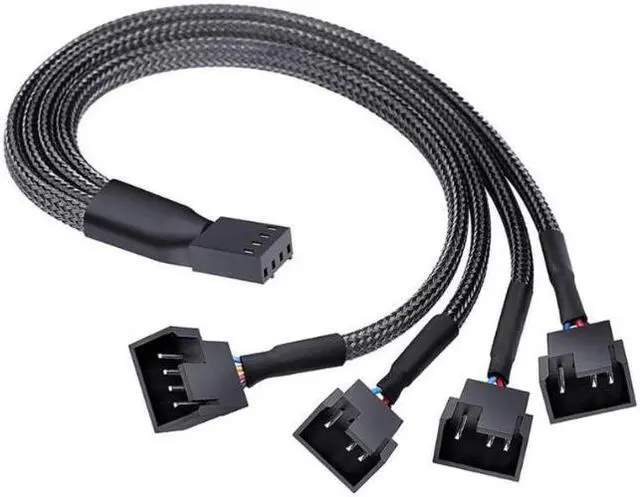 Alt view image 5 of 6 - PWM Fan Splitter Cable Hub 1 to 4 Power Adpater,Motherboard PMW 4-pin Fan Sleeved Braided Y Splitter Internal Power Extension Cable for Computer CPU/Case Fan 1x4 Converter - 10 inches