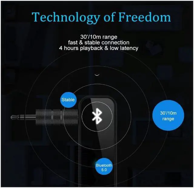 Alt view image 7 of 7 - Bluetooth 5.0 adapter with 3.5mm jack for auxiliary dongle, 2-in-1 wireless transmitter/receiver, suitable for TV audio, projectors, computers, headphones, cars