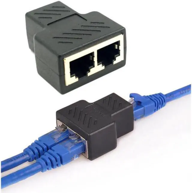 Main image of Ethernet Splitter RJ45 Splitter Adapter 1 to 2 Ways Dual Female Port CAT5 /6/ 7 LAN Ethernet Cable
