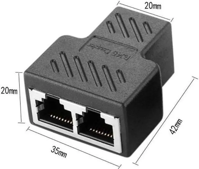 Alt view image 2 of 7 - Ethernet Splitter RJ45 Splitter Adapter 1 to 2 Ways Dual Female Port CAT5 /6/ 7 LAN Ethernet Cable