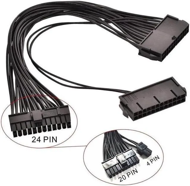 Alt view image 4 of 6 - 24 pin power supply 1/2 extension cable ATX power supply motherboard 24PIN to 24pin/20pin motherboard