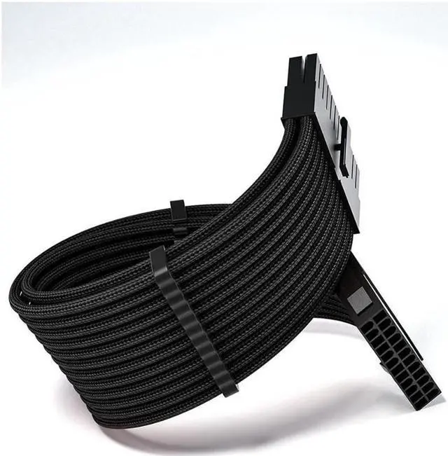 Alt view image 3 of 7 - Mod Sleeved Cable, Black Power Supply Cable Extension Kit, 24PIN ATX, 4+4 PIN EPS, Dual 6+2 PIN PCIE, 6 PIN PCI-E