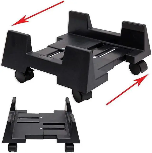 Alt view image 3 of 5 - CPU Stand Mobile Desktop Tower Computer Floor Stand Rolling Caster Wheels Adjustable Width Universal PC Computer Holder Cart with 4 Caster Wheels (Black-B)