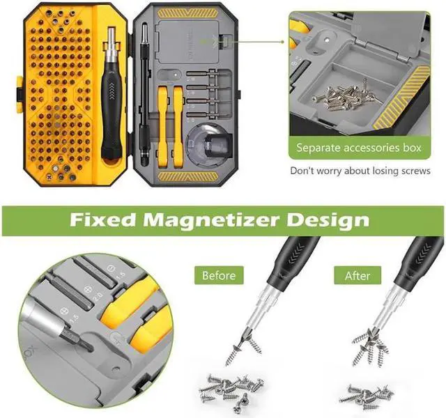 Alt view image 5 of 7 - PC Repair Tools Screwdriver Set, 145 in 1 Precision Screwdriver Set with 132 Screwdriver Bits, Magnetic Repair Tool Kit with Portable Case for Smartphones, MacBooks, Laptops, Watches
