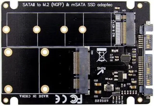 Alt view image 3 of 4 - SATA to M.2 B & mSATA SSD NVMe adapter Card 6Gbps