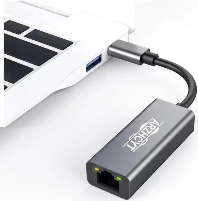 Main image of Arzhcyt        Lightweight Type C to Gigabit RJ45 network card RTL8153 with LED indicator light for all laptops, plug and play for instant access to gigabit speeds