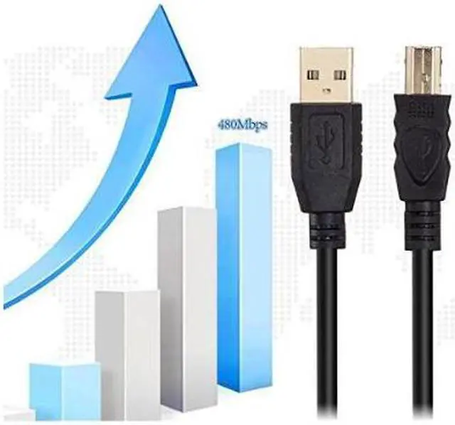Alt view image 5 of 7 - 24K Gold plated USB 2.0 Cable - A-Male to B-Male,USB 2.0 A Male to B Male Cable with Ferrite Black 28/24# AWG,100ft/30m