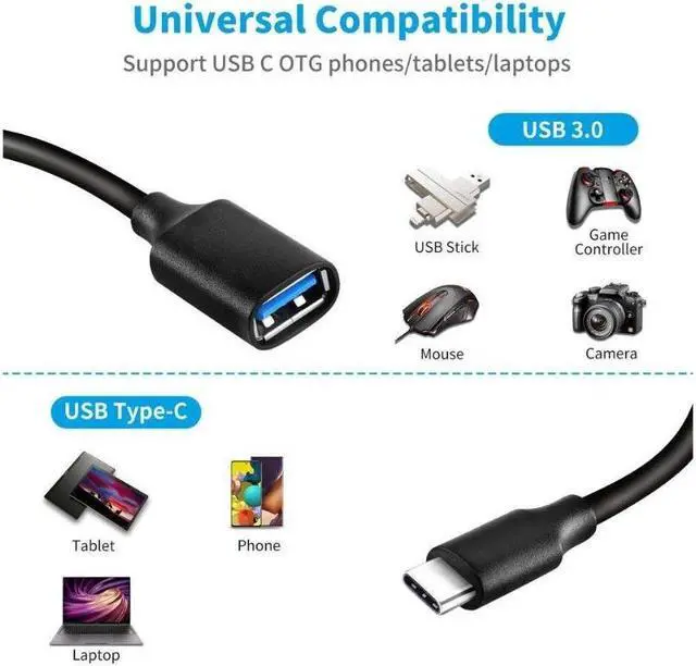 Alt view image 2 of 7 - USB C to USB Adapter Longwwin Type C OTG Cable 1 Pack USB C Male to USB 3.0 A Female Cable Connector Compatible for MacBook Pro 2019 2018, Samsung Galaxy S10 S9 S8 Note 9 8, LG V40 G6