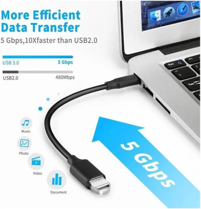 Alt view image 3 of 7 - USB C to USB Adapter Longwwin Type C OTG Cable 1 Pack USB C Male to USB 3.0 A Female Cable Connector Compatible for MacBook Pro 2019 2018, Samsung Galaxy S10 S9 S8 Note 9 8, LG V40 G6