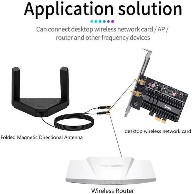 Alt view image 5 of 7 - 10dBi WiFi Network Antennas Dual Band with RP-SMA Female Connector, AC 2.4GHz 5GHz Antennas with Magnetic Base Work with PCI-E Wi-Fi Network Card USB WiFi Adapter Wireless Router Extender IP Camera