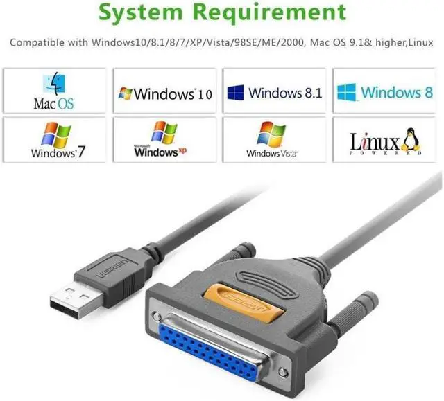 Alt view image 5 of 7 - USB to DB25 Female Parellel IEEE 1284 Printer Cable Adapter Cable Supports Windows 10/8.1/8/7/XP/Vista/ 98SE/ ME/ 2000, Mac OS 9.1 and above 6FT/2M,20224