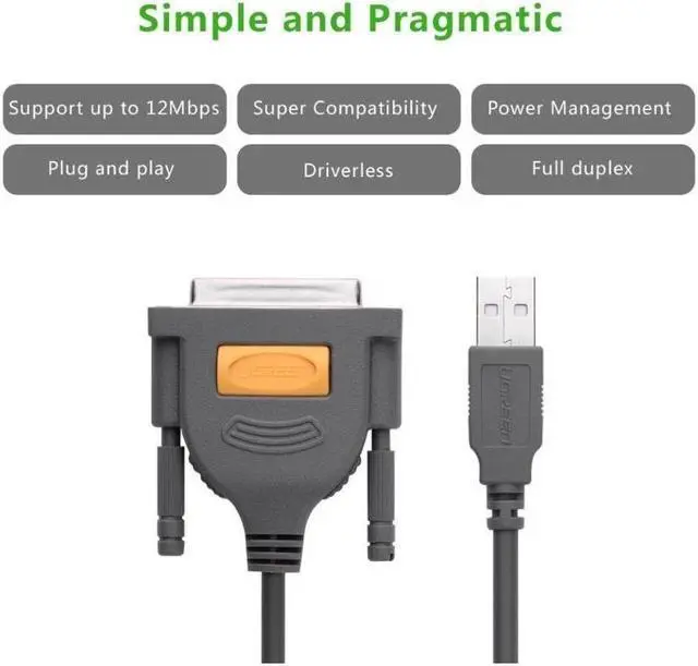 Alt view image 7 of 7 - USB to DB25 Female Parellel IEEE 1284 Printer Cable Adapter Cable Supports Windows 10/8.1/8/7/XP/Vista/ 98SE/ ME/ 2000, Mac OS 9.1 and above 6FT/2M,20224