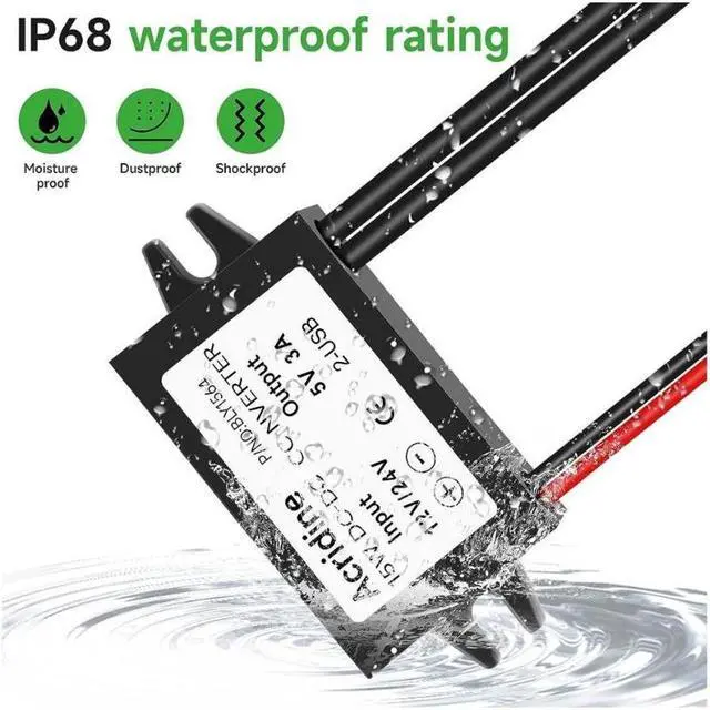 Alt view image 4 of 7 - 2-Pack DC 12V 24V to 5V Dual USB Female DC Converter Buck Charging Module Step Down Power Adapter