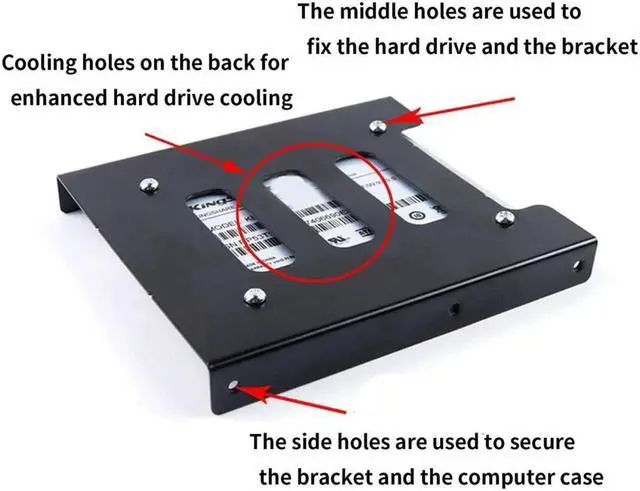 Alt view image 3 of 6 - HDD SSD Mounting Bracket(2-Pack),  2.5 to 3.5 hard drive bay Adapter Metal HDD SSD Holder Convert 2.5inch Hard Drive to 3.5inch