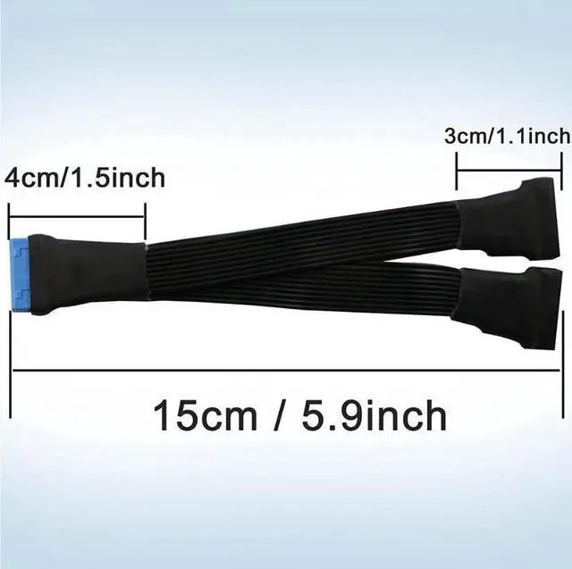 Alt view image 6 of 6 - USB 3.0 Header Extension Cable 19/20 Pin 1 to 2 Y Splitter Internal Extension Adapter DIY(5.9 inch)