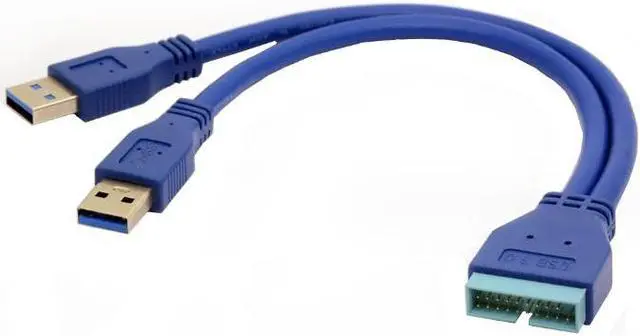 Alt view image 2 of 5 - Dual 2 Port USB 3.0 Type A Male to 20 Pin Motherboard Header Male Cable Cord Adapter USB Extension cable  0.25m