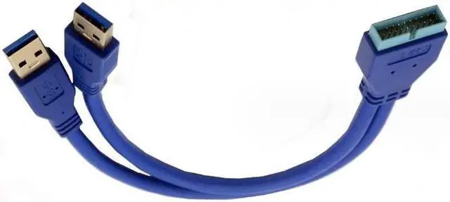 Alt view image 3 of 5 - Dual 2 Port USB 3.0 Type A Male to 20 Pin Motherboard Header Male Cable Cord Adapter USB Extension cable  0.25m