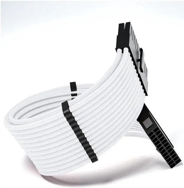 Alt view image 3 of 7 - Mod Sleeved Cable, White Power Supply Cable Extension Kit, 24PIN ATX, 4+4 PIN EPS, Dual 6+2 PIN PCIE, 6 PIN PCI-E
