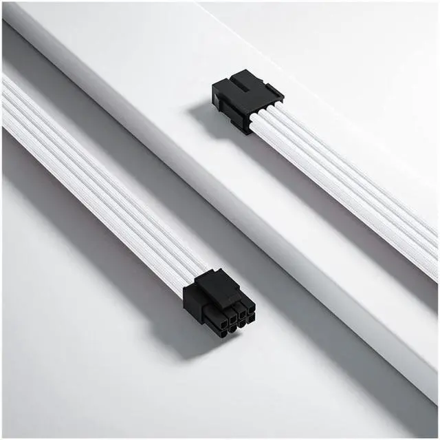 Alt view image 4 of 7 - Mod Sleeved Cable, White Power Supply Cable Extension Kit, 24PIN ATX, 4+4 PIN EPS, Dual 6+2 PIN PCIE, 6 PIN PCI-E