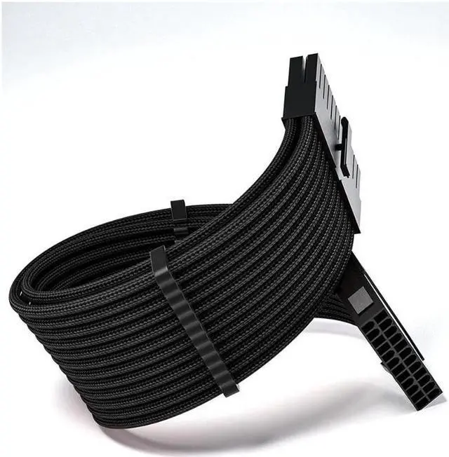 Alt view image 3 of 7 - Mod Sleeved Cable, black Power Supply Cable Extension Kit, 24PIN ATX, 4+4 PIN EPS, Dual 6+2 PIN PCIE, 6 PIN PCI-E Black