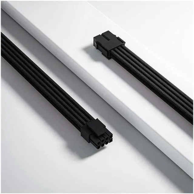 Alt view image 4 of 7 - Mod Sleeved Cable, black Power Supply Cable Extension Kit, 24PIN ATX, 4+4 PIN EPS, Dual 6+2 PIN PCIE, 6 PIN PCI-E Black