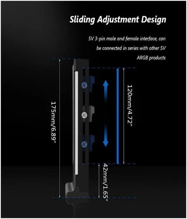 Alt view image 4 of 6 - Coolmoon cm-GH2 Vertical GPU Support Bracket Colorful 5V A-RGB Bracket Computer Graphics Video Card Stand GPU Holder,  Black