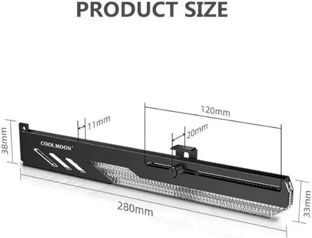 Alt view image 5 of 6 - COOLMOON GT8 Graphics Card Bracket 5V ARGB Synchronous Horizontal Chassis Decoration GPU Support VGA Holder Video Card Stand(Black)
