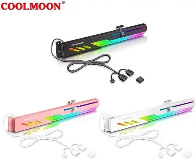 Alt view image 6 of 6 - COOLMOON GT8 Graphics Card Bracket 5V ARGB Synchronous Horizontal Chassis Decoration GPU Support VGA Holder Video Card Stand(Black)