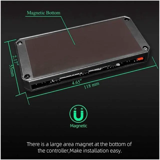 Alt view image 6 of 7 - COOLMOON Pwm Fan Temperature Controller Integrator, Remote Control PC RGB Light Adapter, 8*4pin Fan Speed Controller Port, 10*5v 3pin A-RGB Port with Magnet (White)