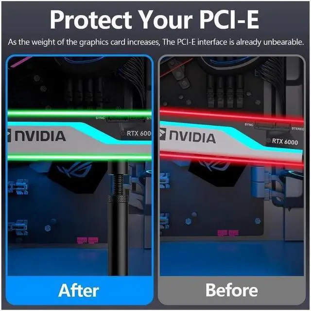 Alt view image 4 of 6 - Graphics Card GPU Support Bracket, Adjustable Height GPU Sag Stand Bracket with Magnet and Non-Slip Sheet, GPU Holder for Prevent Universal VGA Graphics Card Sag - 75-120mm"-  - Black