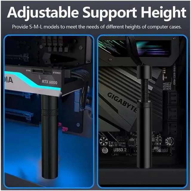 Alt view image 5 of 6 - Graphics Card GPU Support Bracket, Adjustable Height GPU Sag Stand Bracket with Magnet and Non-Slip Sheet, GPU Holder for Prevent Universal VGA Graphics Card Sag - 75-120mm"-  - Black