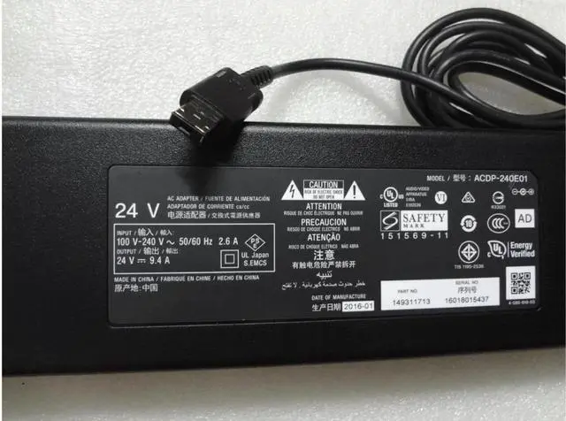 Alt view image 5 of 7 - FAL For SONY TV POWER Supply 24V 9.4A ACDP-240E01 BRAVIA XBR-65X930D XBR-55X930D,XBR-65X900E,XBR55X930EAC adapter and DC power cord
