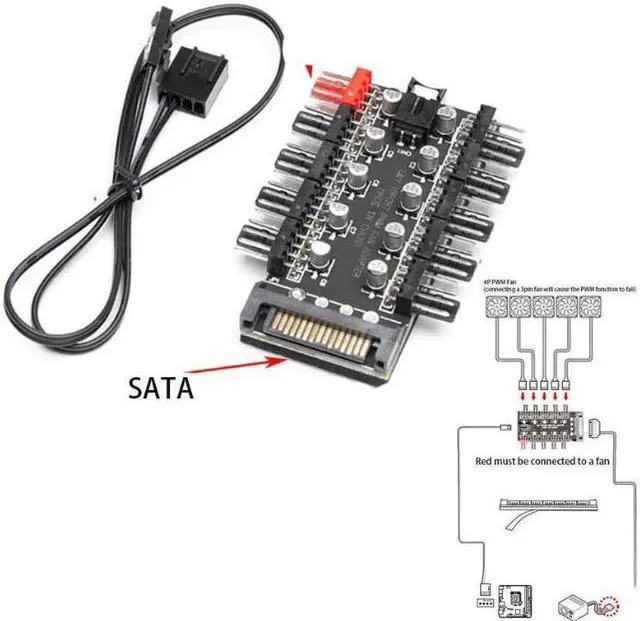 Alt view image 2 of 7 - 12V 4Pin Fan PWM Fan Hub Controller 10 Port CPU Cooler / Case / Chassis Cooling Fan Hub