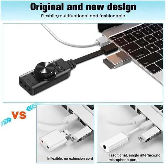Alt view image 4 of 6 - USB Sound Card Adapter 7.1 Channel External Audio Adapter Stereo Sound Card Converter 3.5mm AUX Microphone Jack for Gaming Headset Earphone PS4 Laptop Desktop Windows Mac OS Linux, Plug Play